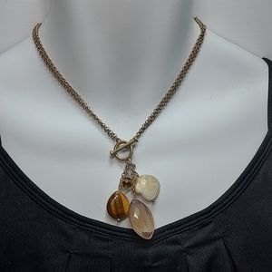 Lia Sophia Matte Gold Tone Charm Dangle Necklace